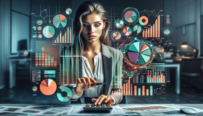 How to Consolidate Tax Debt Effectively: A Guide | DCL A person analyzing tax debt with documents, calculator, and computer graphs in an office.