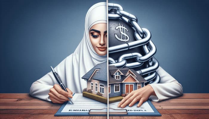 Debt Consolidation Loan Document Organisers: A Comprehensive Guide | DCL A house as collateral for a secured loan and a person signing an unsecured loan document, illustrating debt consolidation options.