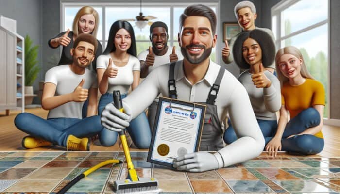 A grout cleaning specialist with experience, certification, and positive customer reviews cleaning different types of grout and tiles.