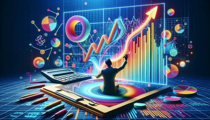 How to Stay Disciplined with Consolidation Loans: A Guide | DCL A person marking payments on a colorful chart, surrounded by graphs and a debt calculator, celebrating financial progress.
