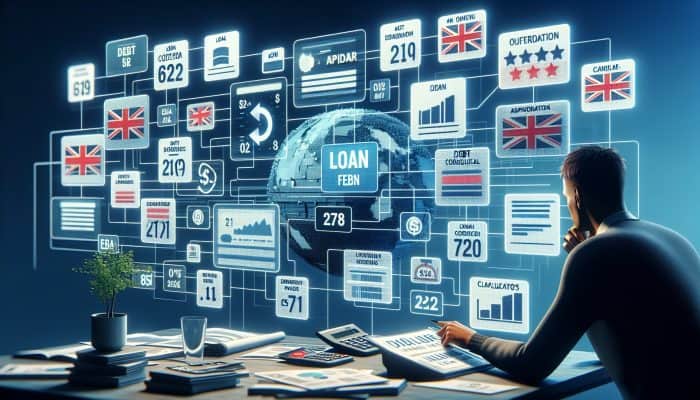 Individual reviewing financial documents and comparing loan offers for debt consolidation in the UK.