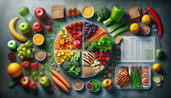 Healthy Eating for Energy Boost: A colourful Australian meal with balanced portions of fruits, vegetables, grains, and proteins for optimal health.
